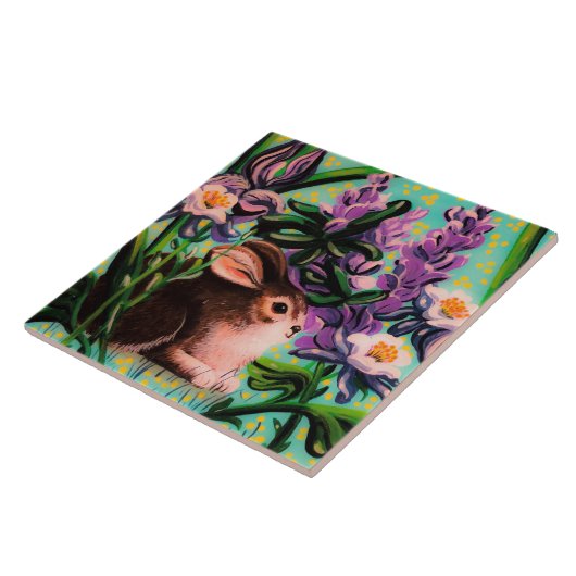 Bunny in Iris Tile Tegeltje (Zijkant)