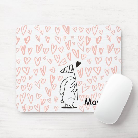 Bunny in Love | Monogram Mousepad Muismat (Met muis)