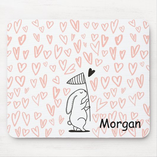 Bunny in Love | Monogram Mousepad Muismat (Voorkant)