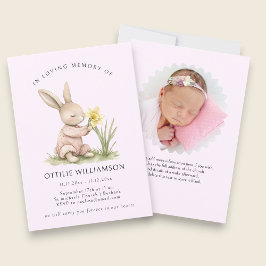 Bunny In Loving Memory Announcement Kaart