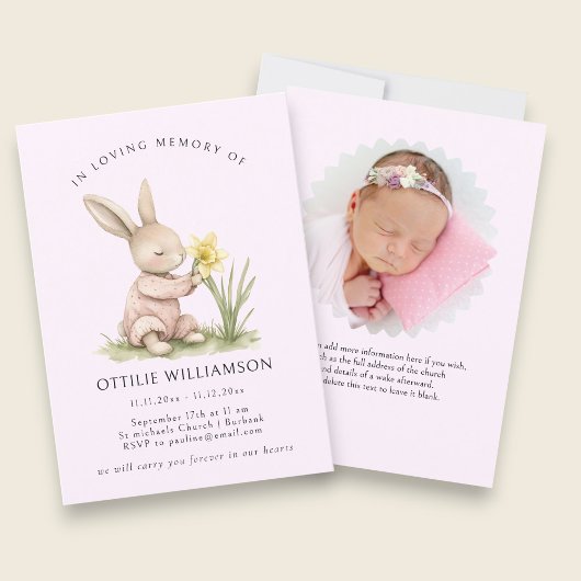 Bunny In Loving Memory Announcement Kaart