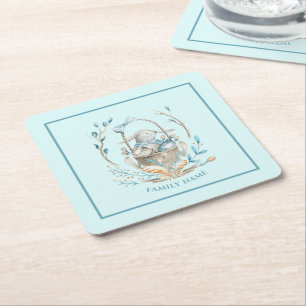 Bunny in paasmandje Happy Easter-tekst Kartonnen Onderzetters