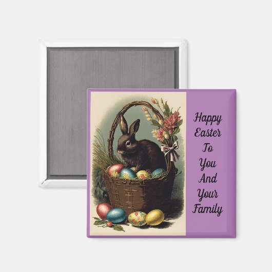 Bunny in paasmandje Magnet (Voorkant / Achterkant)