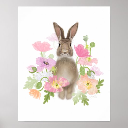 Bunny in papavers (pastel) poster (Voorkant)
