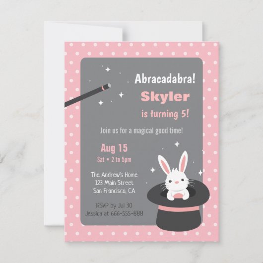 Bunny in Pet Polka Dots Magic Verjaardagsfeestje Kaart (Voorkant)