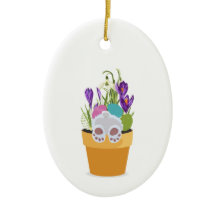Bunny in pot met grassen, bloemen.