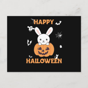 Bunny in Pumpkin Cute Bunnies Happy Halloween Briefkaart