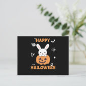 Bunny in Pumpkin Cute Bunnies Happy Halloween Briefkaart (Staand voorkant)