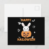 Bunny in Pumpkin Cute Bunnies Happy Halloween Briefkaart (Voorkant / Achterkant)