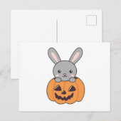 Bunny in Pumpkin Cute Bunnies Happy Halloween Briefkaart (Voorkant / Achterkant)