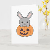 Bunny in Pumpkin Cute Bunnies Happy Halloween Kaart (Gele Bloem)