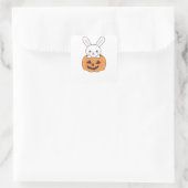 Bunny in Pumpkin Cute Bunnies Happy Halloween Vierkante Sticker (Tas)