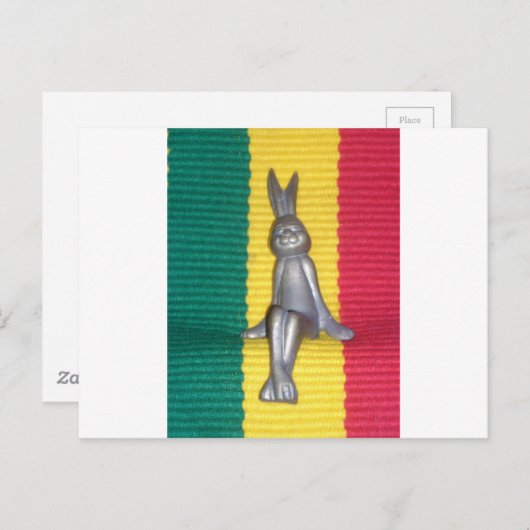 Bunny in Rasta Kleuren: Een vleugje Groovy Art Pri Briefkaart (Voorkant / Achterkant)