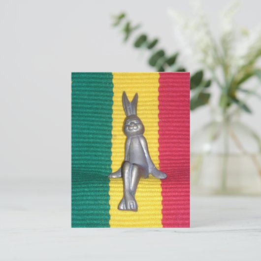 Bunny in Rasta Kleuren: Een vleugje Groovy Art Pri Briefkaart (Staand voorkant)