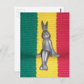 Bunny in Rasta Kleuren: Een vleugje Groovy Art Pri Briefkaart (Voorkant / Achterkant)