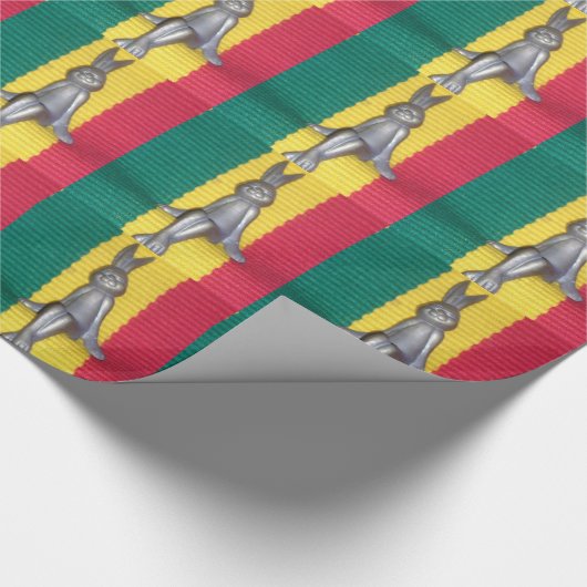 Bunny in Rasta Kleuren: Een vleugje Groovy Art Pri Cadeaupapier (Hoek)