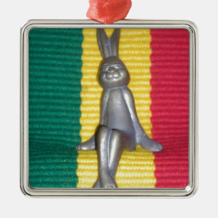 Bunny in Rasta Kleuren: Een vleugje Groovy Art Pri Metalen Ornament