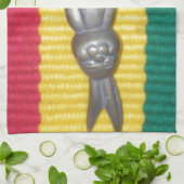 Bunny in Rasta Kleuren: Een vleugje Groovy Art Pri Theedoek (Gevouwen)