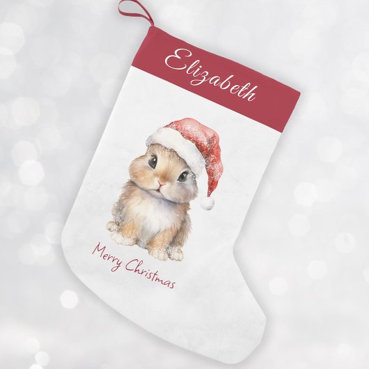 Bunny in Red Santa's Pet Gepersonaliseerd Kleine Kerstsok