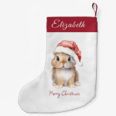 Bunny in Red Santa's Pet Gepersonaliseerd Kleine Kerstsok (Achterkant)