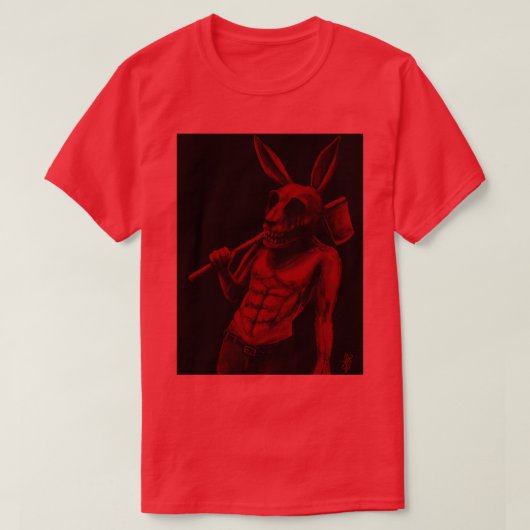 Bunny in rood t-shirt (Design voorkant)
