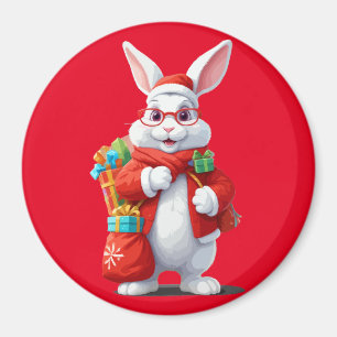 Bunny In Santa Kostuum Schattig Funny Christmas Magneet