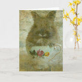 Bunny in Teacup Kaart (Gele Bloem)