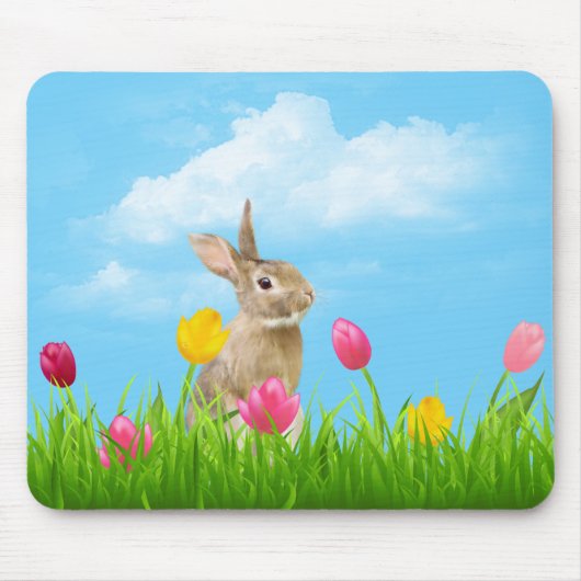 Bunny in Tulips Muismat (Voorkant)