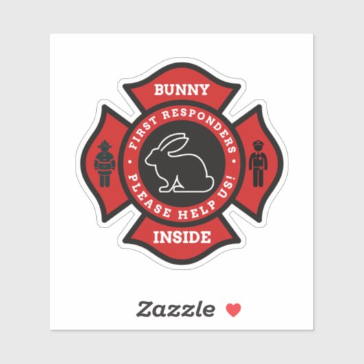 Bunny Inside Pet Alert voor Brandweer Sticker (Vel)
