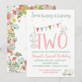 Bunny Invitation Bunny Birthday Invitation Kaart (Voorkant / Achterkant)