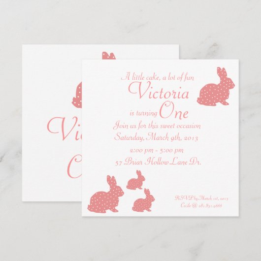 Bunny Invitation Kaart (Voorkant / Achterkant)