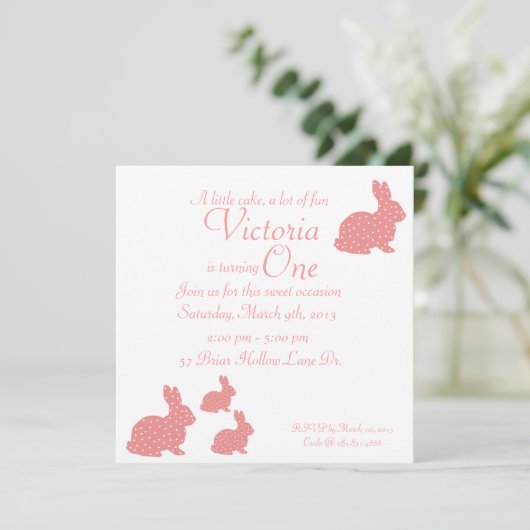 Bunny Invitation Kaart (Staand voorkant)