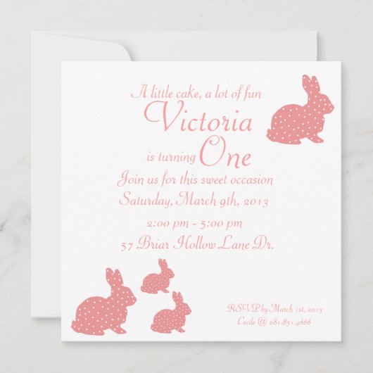 Bunny Invitation Kaart (Voorkant)