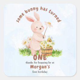 Bunny is het draaien van een Schattigee Baby konij Vierkante Sticker