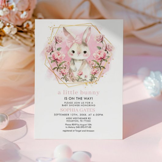 Bunny is op weg naar het Baby shower Kaart
