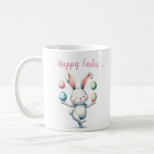 Bunny jongleren kleurrijke paaseieren koffiemok