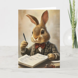 Bunny Kantoor Suit Funny Feestdagen Kaart