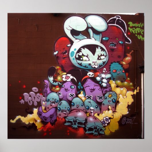 Bunny Kat spray op de wand Poster (Voorkant)