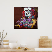 Bunny Kat spray op de wand Poster (Keuken)