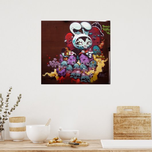 Bunny Kat spray op de wand Poster (Keuken)