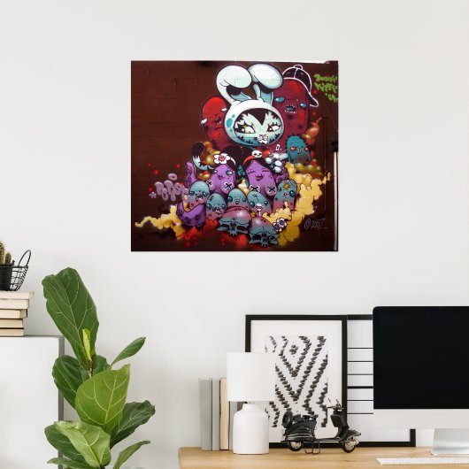 Bunny Kat spray op de wand Poster (Thuiskantoor)