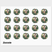 Bunny kerst ronde sticker (Vel)