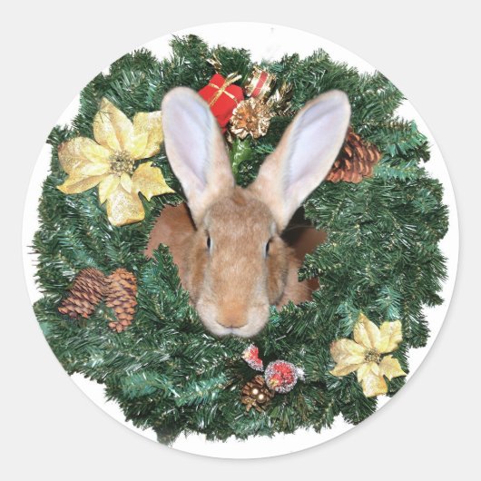 Bunny kerst ronde sticker (Voorkant)