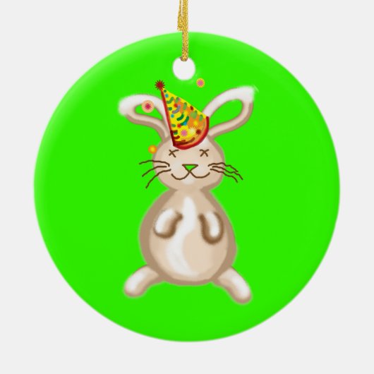 Bunny-kerstfeest Keramisch Ornament (Achterkant)