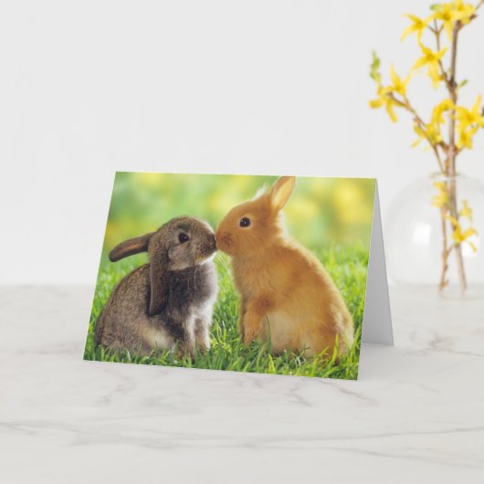 Bunny Kiss Kaart (Gele Bloem)