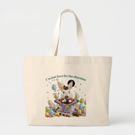 Bunny Kisses and Chocolate wishes Grote Tote Bag (Voorkant)