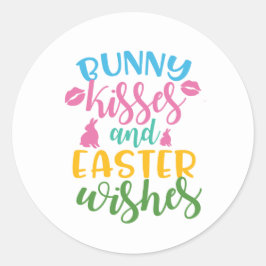 Bunny kisses and Easter wenst Holiday Ronde Sticker