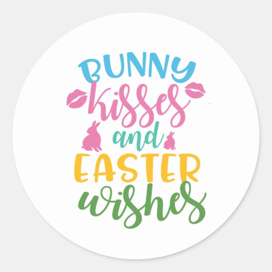 Bunny kisses and Easter wenst Holiday Ronde Sticker (Voorkant)