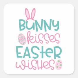bunny kisses Easter wenst Vierkante Sticker