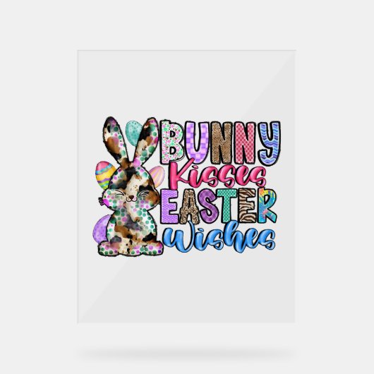 Bunny Kisses Easter Wishes Acryl Bord (Voorkant)